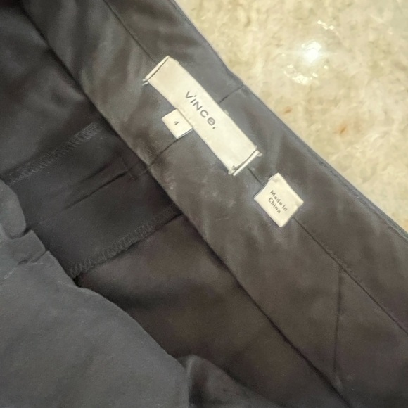 VINCE BLACK CROP JAPANESE CREPE FLAT FRONT STRAIGHT LEG TROUSER WITH BACK POCKET - Picture 8 of 10